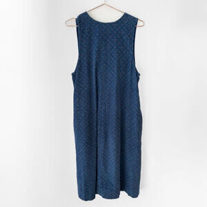 Vintage 90s Floral Navy Corduroy Tie Waist Sleeveless Midi Dress